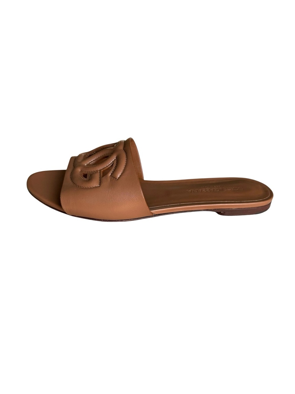 Dolce & Gabbana Bianca Calfskin Slides Sandals Light Brown - Picture 9 of 16